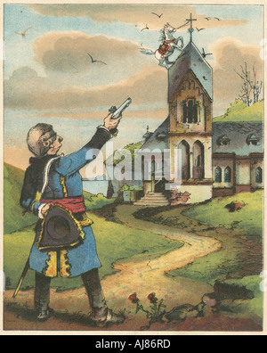 Szene aus "Die Abenteuer des Baron Münchhausen von Rudolf Erich Raspe, c 1850. Artist: Anon Stockfoto