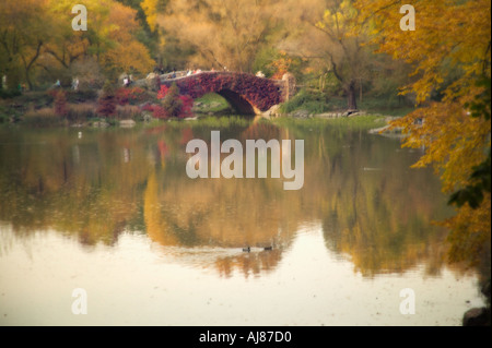 The Pond in Central Park in fall Manhattan New York NY Stockfoto