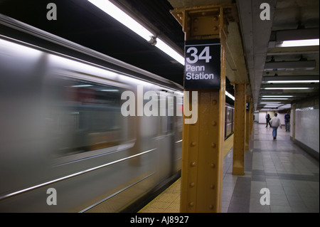 U Bahn verlassen Penn Station in Midtown Manhattan New York NY Stockfoto