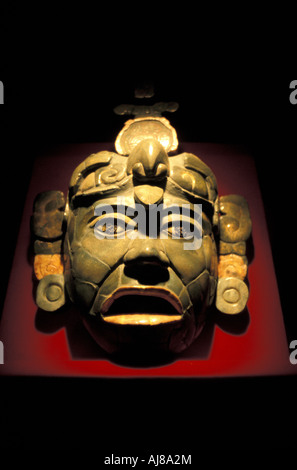 Mayan jade Maske von Tikal, Nationalmuseum für Archäologie, Guatemala City Stockfoto