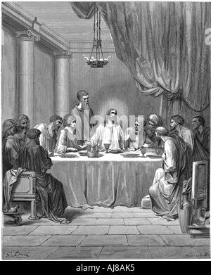 Jesus und seine Jünger beim Letzten Abendmahl, 1866. Artist: Gustave Doré Stockfoto