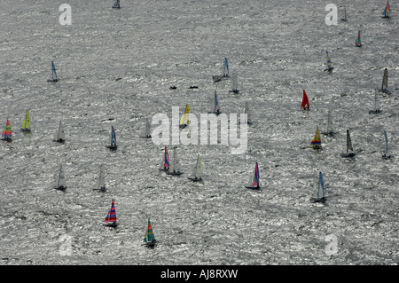 Texel Ronde van Texel Round Texel Race die größte Regatta für Katamaran Segelboote Luftaufnahme des Rennens Stockfoto
