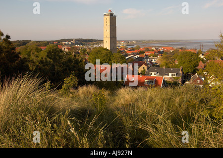 Blick auf West-Terschelling Leuchtturm Brandaris Stockfoto