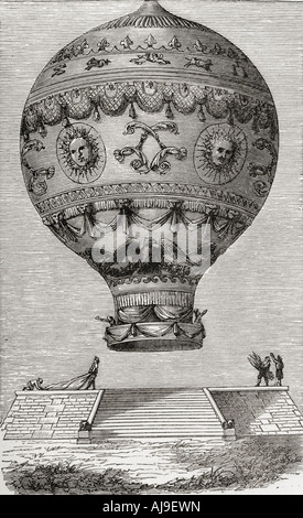 François Laurent le Vieux d'Arlands Jean-François Pilâtre de Rozier. Der erste bemannte Freiballonflug am 21. November 1783, in einem Montgolfier Ballon Stockfoto