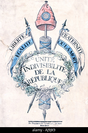 Französische Revolution 1789: Allegorische Emblem der Republik. Artist: Anon Stockfoto