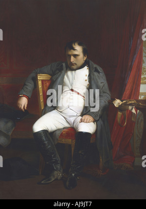 "Napoleon in Fontainebleau während der ersten Abdankung - 31. März 1814", (1845). Artist: Paul Delaroche Stockfoto