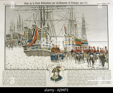 "Beschlagnahme der niederländischen Flotte von den Truppen des Pichegru', Januar, 1795, (19. Jahrhundert) Künstler: Anon Stockfoto