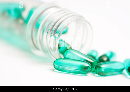 Grüne Pillen Stockfoto