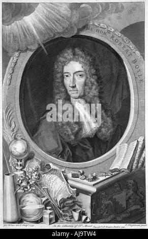 Robert Boyle, 17. Jahrhundert irische Chemiker und Physiker, 1739. Artist: George Vertue Stockfoto