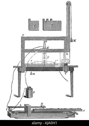 Morse der erste Telegraph, 1837 (c 1900). Artist: Sir John Gilbert Stockfoto