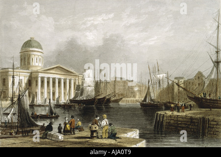 Canning Dock, Liverpool, Mit dem Custom House, 1841. Artist: Unbekannt Stockfoto