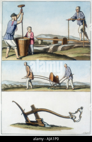 Die chinesische Landwirtschaft, 1825-1835. Artist: Unbekannt Stockfoto