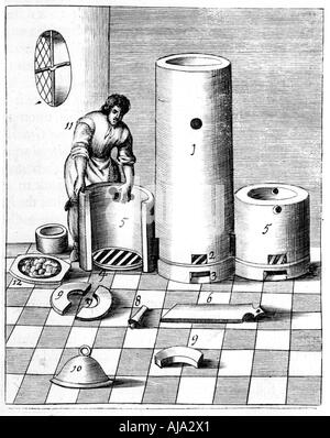 Athanor oder niedrige Harry", ein selbst stillen Ofen die Aufrechterhaltung einer konstanten Temperatur, 1683. Artist: Unbekannt Stockfoto