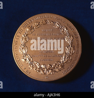 Medaille zum Gedenken an Claude Bernard, französischer Physiologe, 19. Artist: Unbekannt Stockfoto