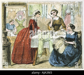 Bügelraum in einer Wäscherei, 1867. Artist: Unbekannt Stockfoto