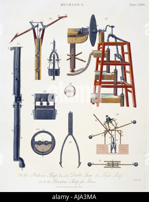 Diverse Pumpen für Wasser, 1816. Artist: Unbekannt Stockfoto