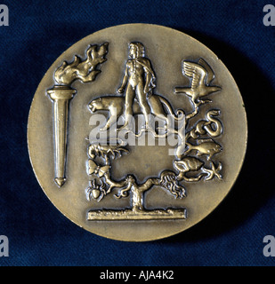 Medaille zur Erinnerung an Jean Baptiste de Monet, Chevalier de Lamarck, französischer Biologe, 20. Artist: Unbekannt Stockfoto