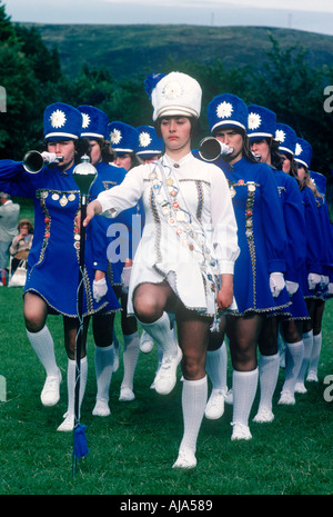 UK Wales das Rhonnda Tal marschierende Jugend Jazz Band SB Stockfoto