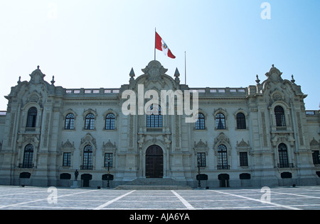 Palacio de Gobierno (Regierungspalast), Plaza de Armas (Plaza Mayor), Lima, Peru Stockfoto