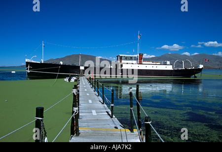 Yavari Dampf Schiff Naval Museum vor Anker am Titicaca-See im Hotel Posada Del Inca, Puno, Peru Stockfoto