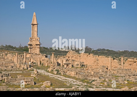 Libyen-Sabratha-4. Jahrhundert v. Chr. Website Eingang Turm Bes Mausoleum Stockfoto