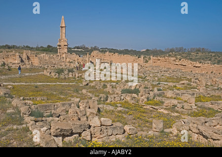 Libyen-Sabratha-4. Jahrhundert v. Chr. Website Eingang Turm Bes Mausoleum Stockfoto