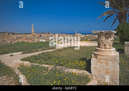 Libyen-Sabratha-4. Jahrhundert v. Chr. Website Eingang Turm Bes Mausoleum Stockfoto