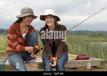 Freunde, Angeln Stockfoto