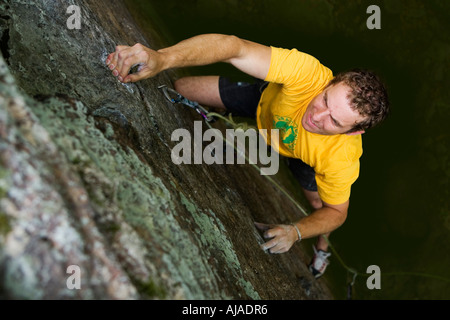 Kletterer auf den Battert-Felsen in der Nähe von Baden Baden Deutschland Juli 2006 Stockfoto