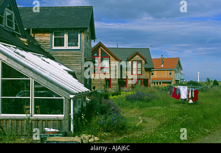 Häuser in Findhorn Erhaltung Dorf Nord-Ost-Schottland Stockfoto