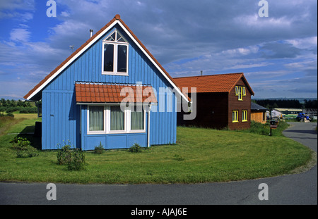 Häuser in Findhorn Erhaltung Dorf Moray Nordosten Schottlands Stockfoto