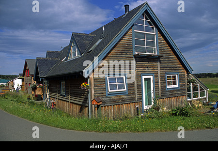 Häuser in Findhorn Erhaltung Dorf Nord-Ost-Schottland Stockfoto