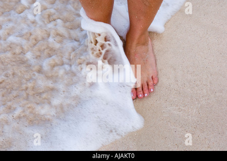 Saint-Barthélemy-Französisch-Westindien warmen Meerwasser vom karibischen Meer fließt auf den Strand Stockfoto
