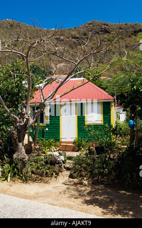 Saint-Barthélemy-Französisch-Westindien typischen alten Haus in dem kleinen Dorf Corossol Stockfoto