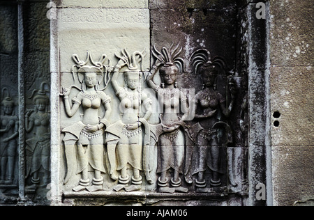 Aspara Schnitzereien himmlischen Gottheiten Kambodscha Angkor Wat Stockfoto