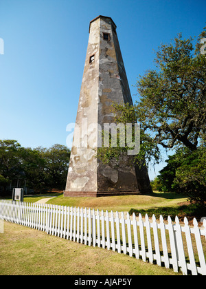 Kahlen Kopf Leuchtturm in North Carolina mit Lattenzaun Stockfoto