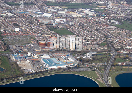 Luftbild Norden westlich von Valleylink Wharf Road Riverside Redburn Industrie- und Gewerbegebieten s Gehäuse Ponders End L Stockfoto