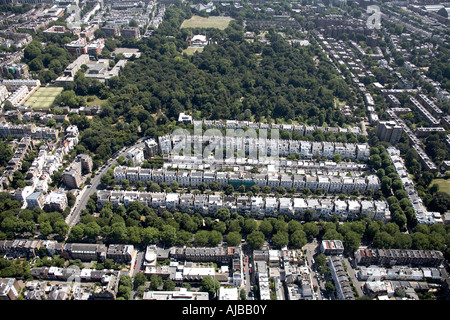 Luftbild südöstlich von Holland Park s Gehäuse Kensington London W8 SW5 SW10 England UK hohe schräg Stockfoto