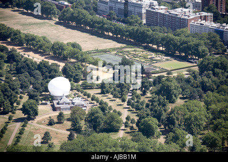 Luftbild südöstlich von Kensington Gardens Serpentine Gallery mit temporären Blase Kuppel Hyde Park London W2 England UK hoch Stockfoto