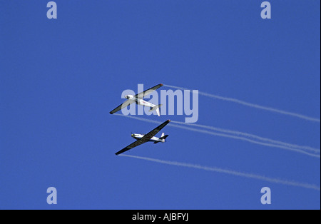 Kunstflug Formationsflug von Fournier RF4D Motorsegler in Biggin Hill Airshow Stockfoto