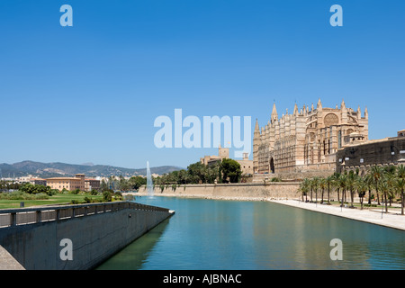 Parc De La Mar und der Kathedrale, historische Innenstadt, Palma, Mallorca, Spanien Stockfoto