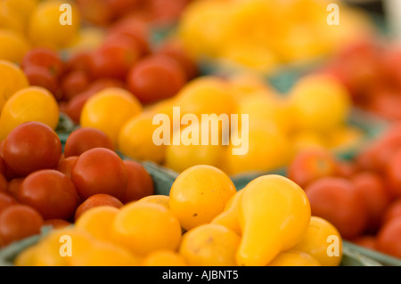 Cherry-Tomaten auf dem Bauernmarkt Stockfoto