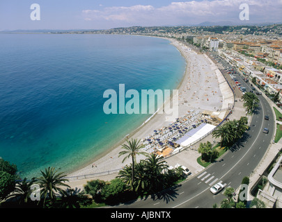 Luftbild von der Promenade des Anglais Stockfoto