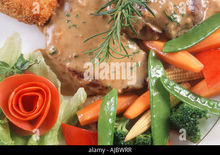 Rumpsteak mit Pfeffersoße Stockfoto