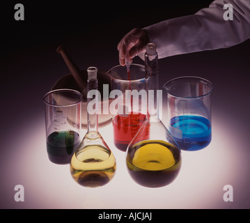 Laborchemikalien Stockfoto