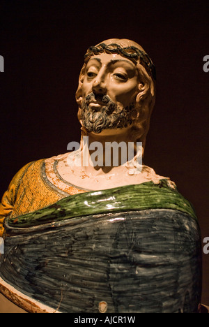 Geschnitzte religiöse Holzfigur an John Paul Getty Center in Los Angeles-Kalifornien-USA Stockfoto