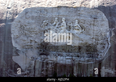 Schnitzen von Stonewall Jackson Robert E Lee und Jefferson Davis am Stone Mountain, Georgia Stockfoto