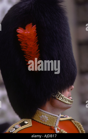 "Trooping the Colour on Horse Guards Parade". Britische Soldaten in Zeremonialuniform, London, UK, ca. Juni 1985. HOMER SYKES Stockfoto