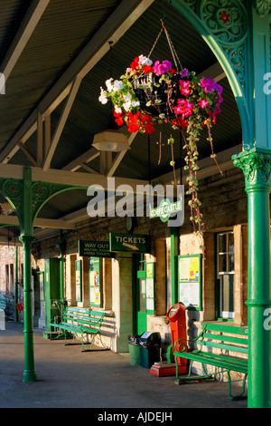 Bahnhof in Corfe Castle Dorset bei Swanage Railway Steam Bahnlinie Stockfoto