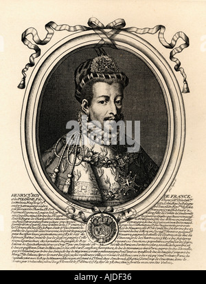 1551 -1589 Heinrich III., König von Frankreich, 1574 - 1589. Sohn von König Heinrich II. und Katharina von Medici. Von einem Stich von L Armessin Stockfoto